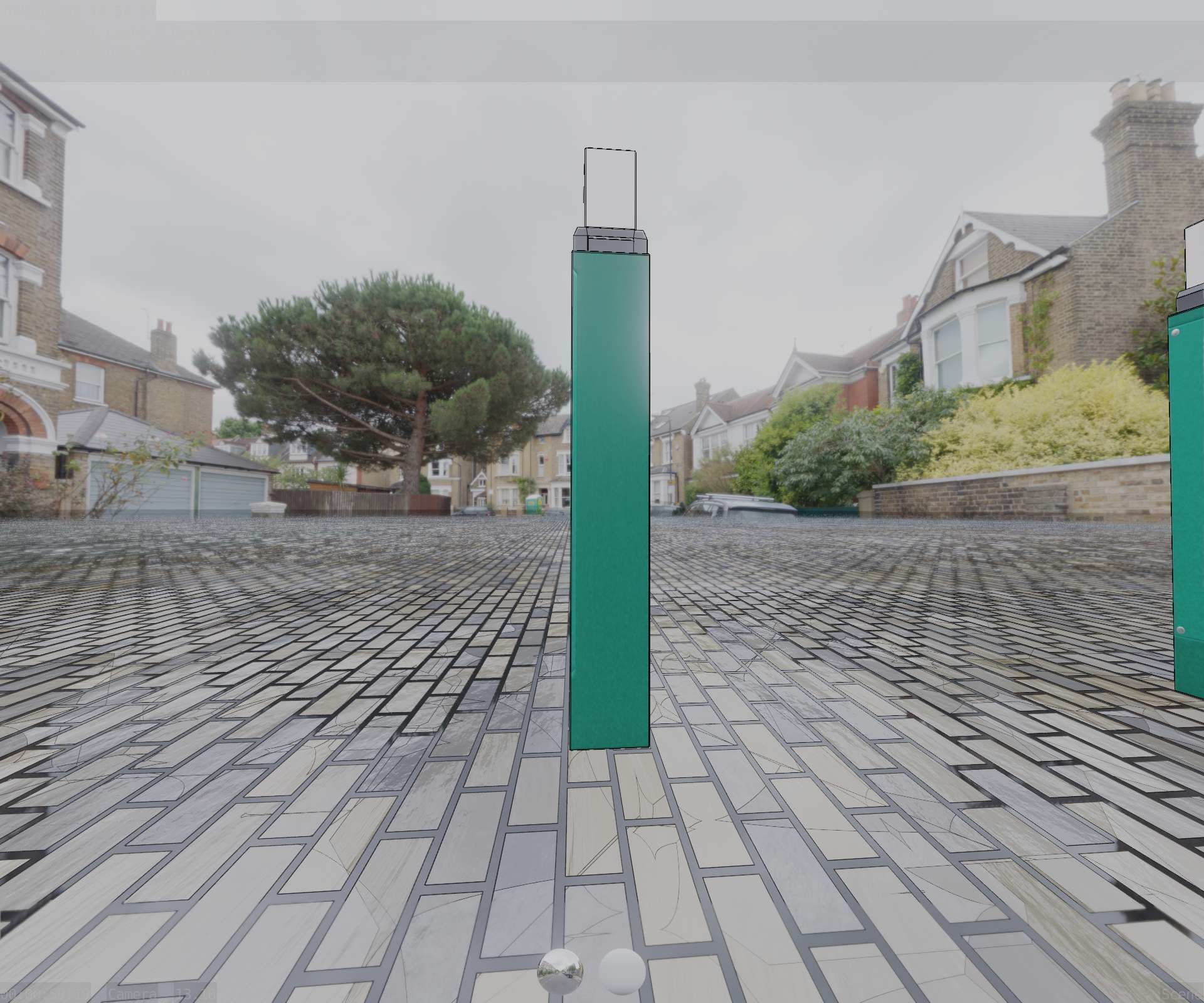 Street Light 8 Bollard 900mm Moss Green Version 6  Low-poly 3D model_35