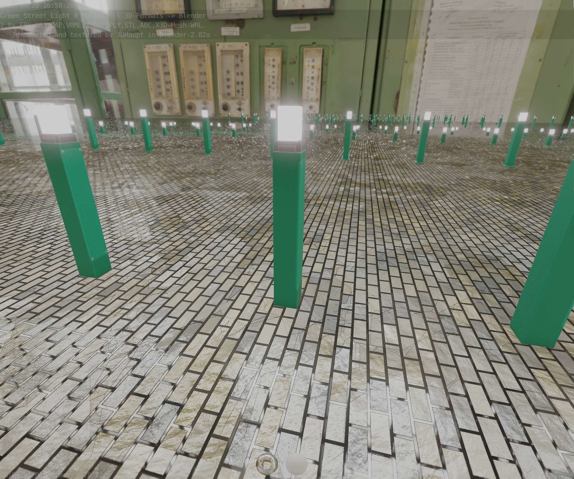 Street Light 8 Bollard 900mm Moss Green Version 6  Low-poly 3D model_67