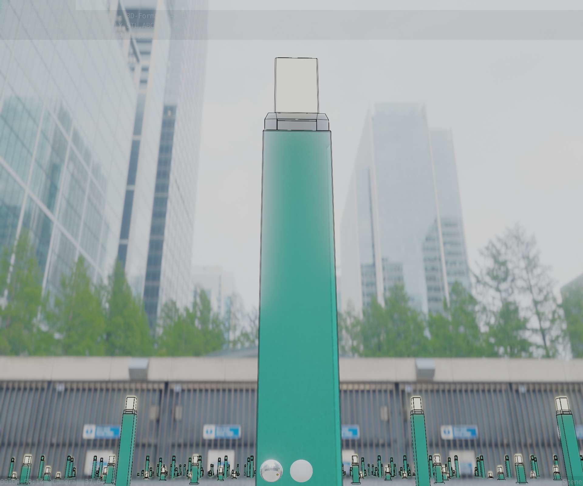 Street Light 8 Bollard 900mm Moss Green Version 6  Low-poly 3D model_8