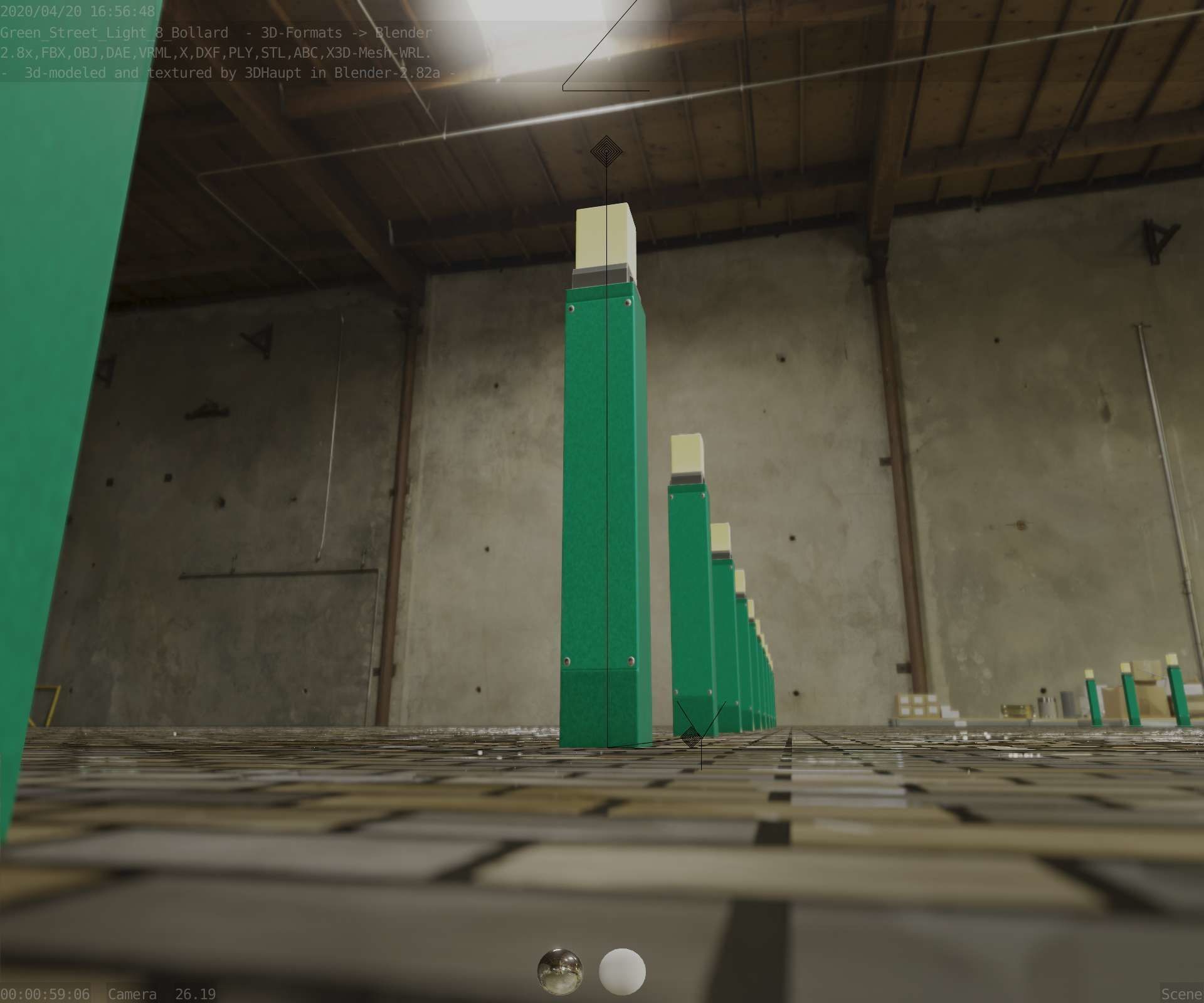 Street Light 8 Bollard 900mm Moss Green Version 6  Low-poly 3D model_23