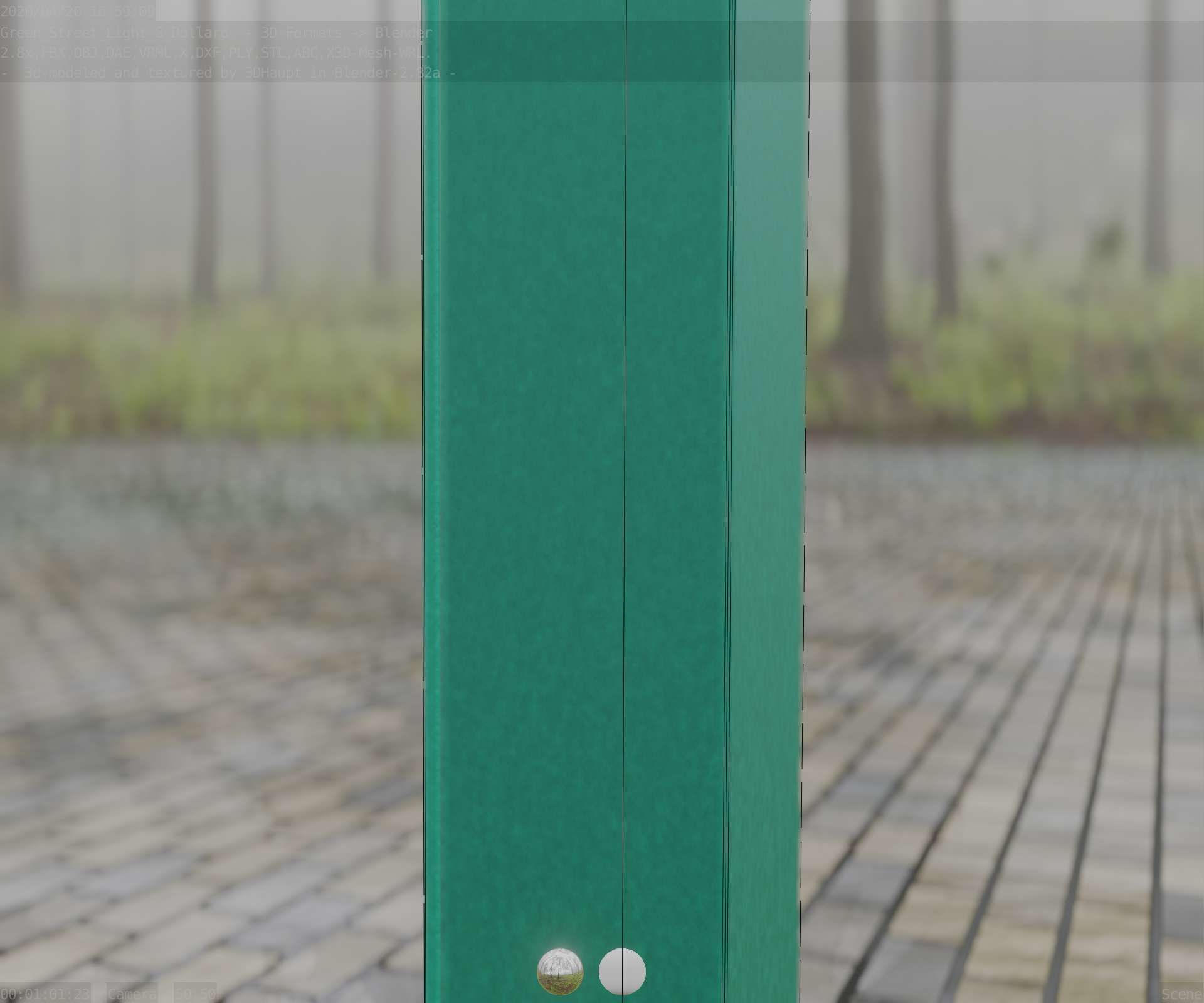 Street Light 8 Bollard 900mm Moss Green Version 6  Low-poly 3D model_87
