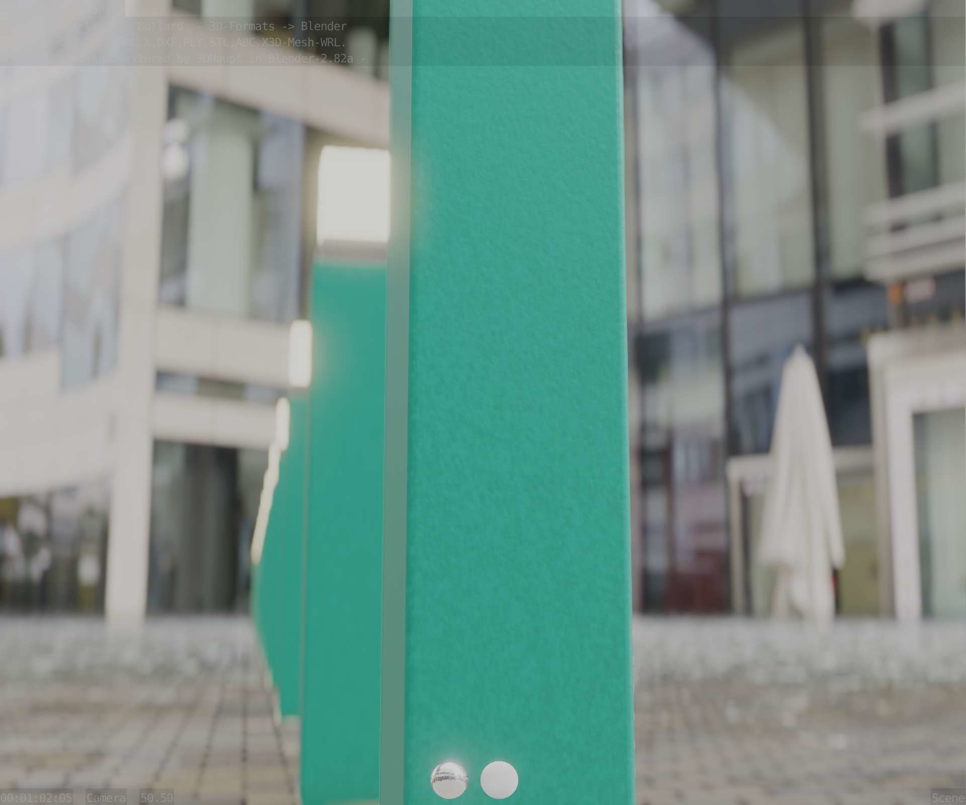 Street Light 8 Bollard 900mm Moss Green Version 6  Low-poly 3D model_93