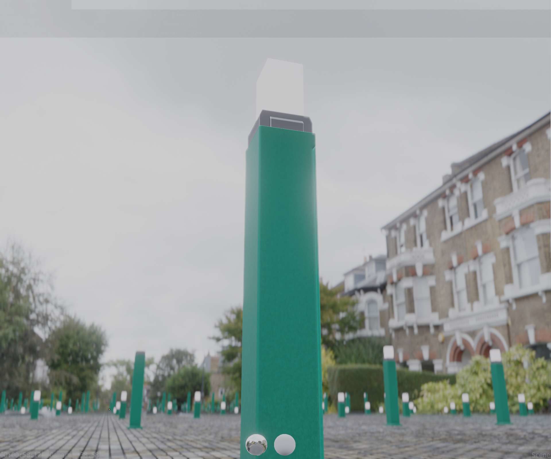 Street Light 8 Bollard 900mm Moss Green Version 6  Low-poly 3D model_6