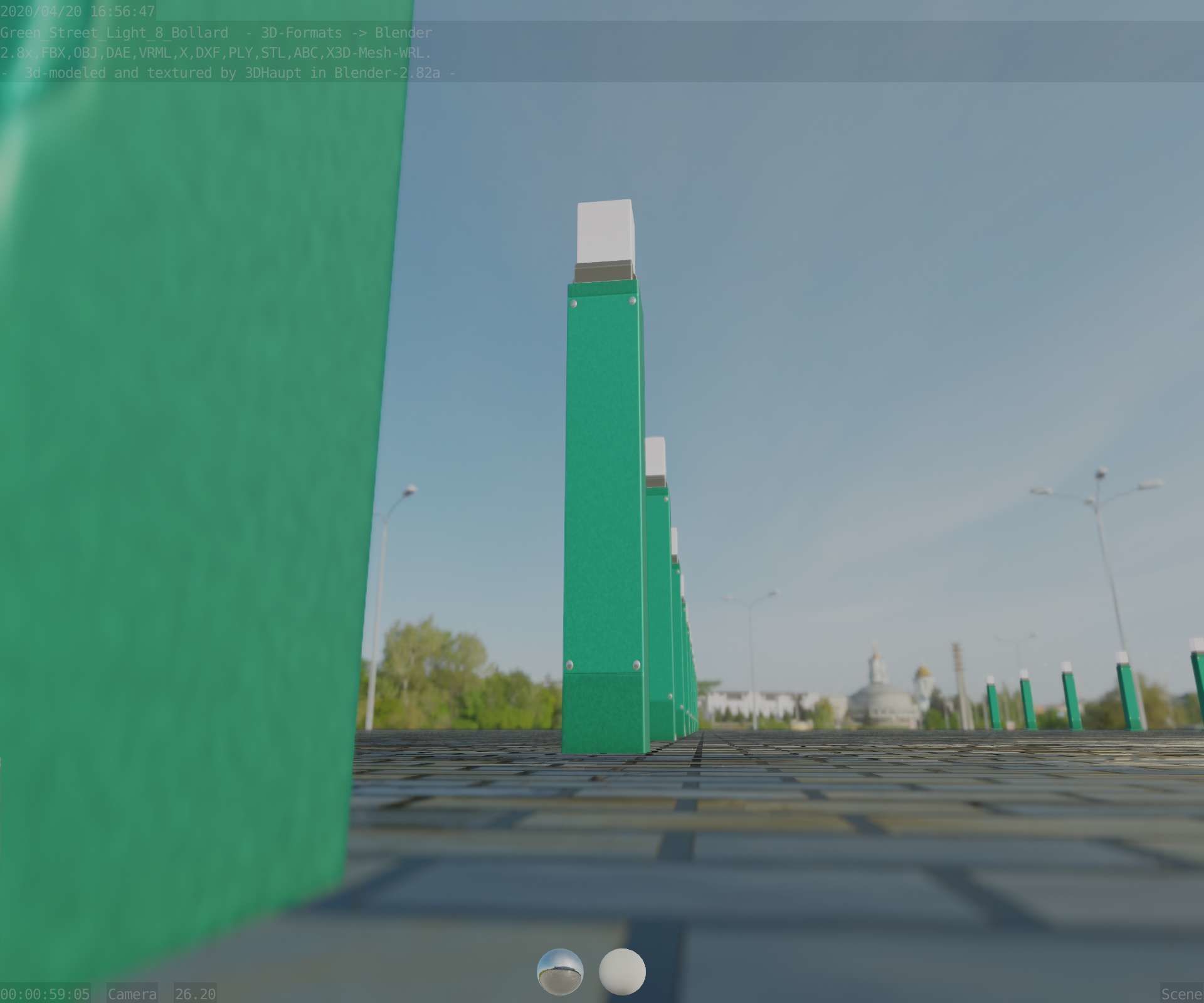 Street Light 8 Bollard 900mm Moss Green Version 6  Low-poly 3D model_22