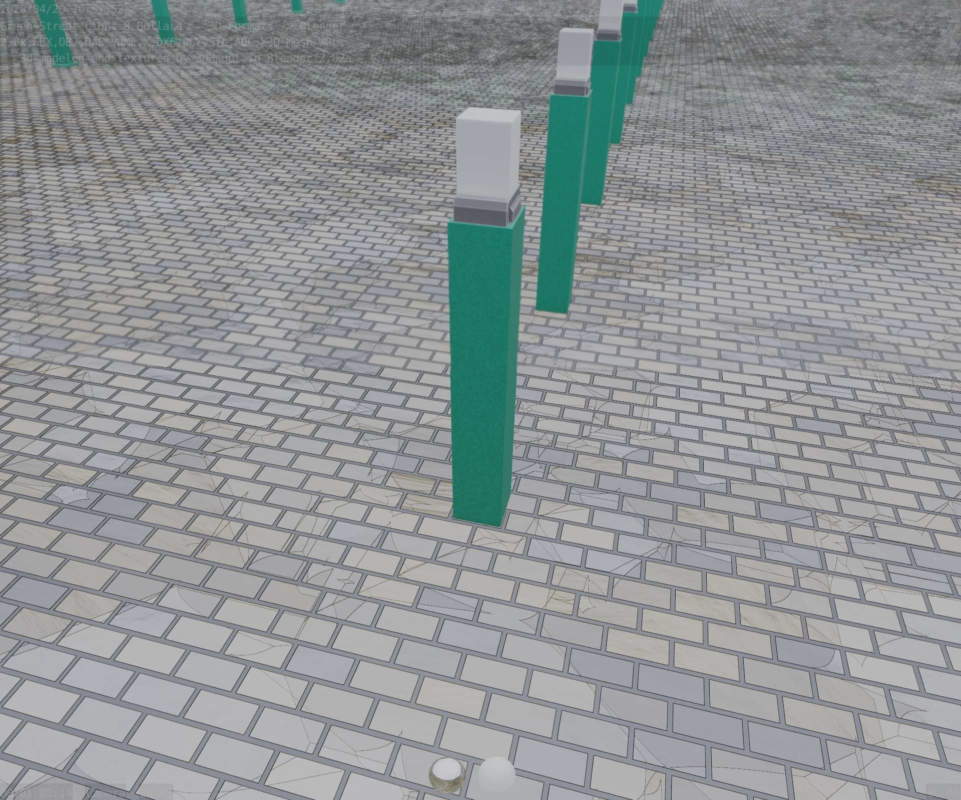 Street Light 8 Bollard 900mm Moss Green Version 6  Low-poly 3D model_54