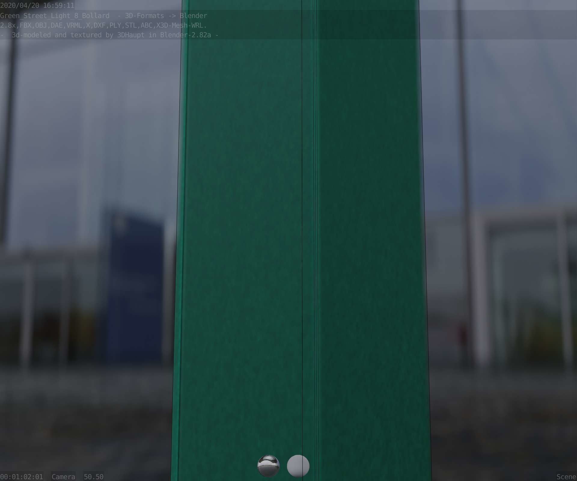 Street Light 8 Bollard 900mm Moss Green Version 6  Low-poly 3D model_89
