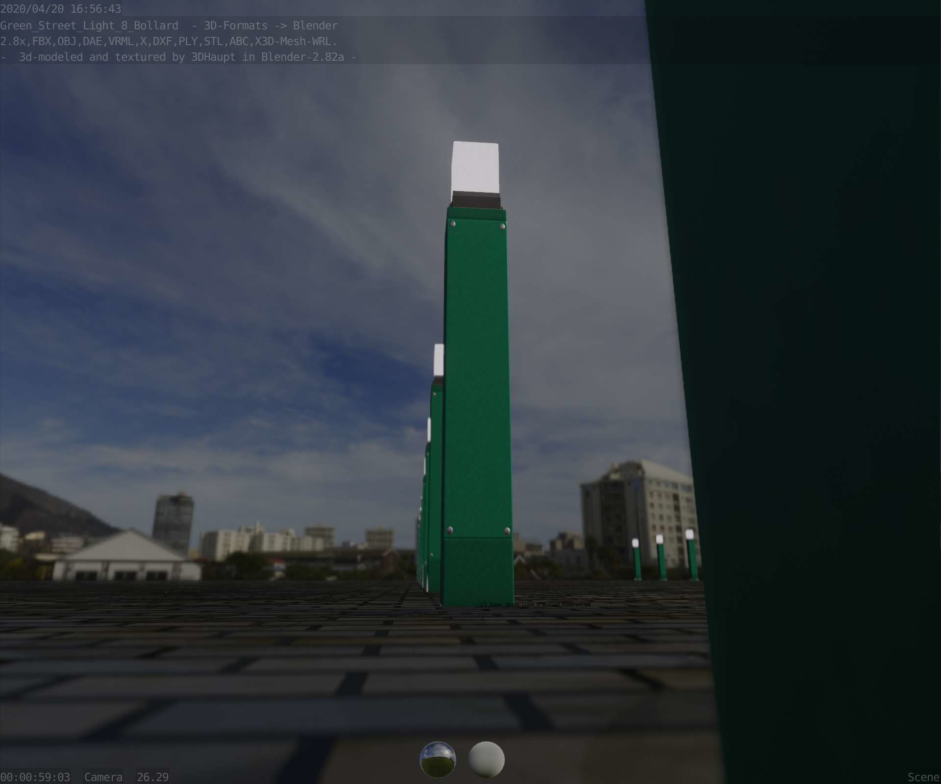 Street Light 8 Bollard 900mm Moss Green Version 6  Low-poly 3D model_20