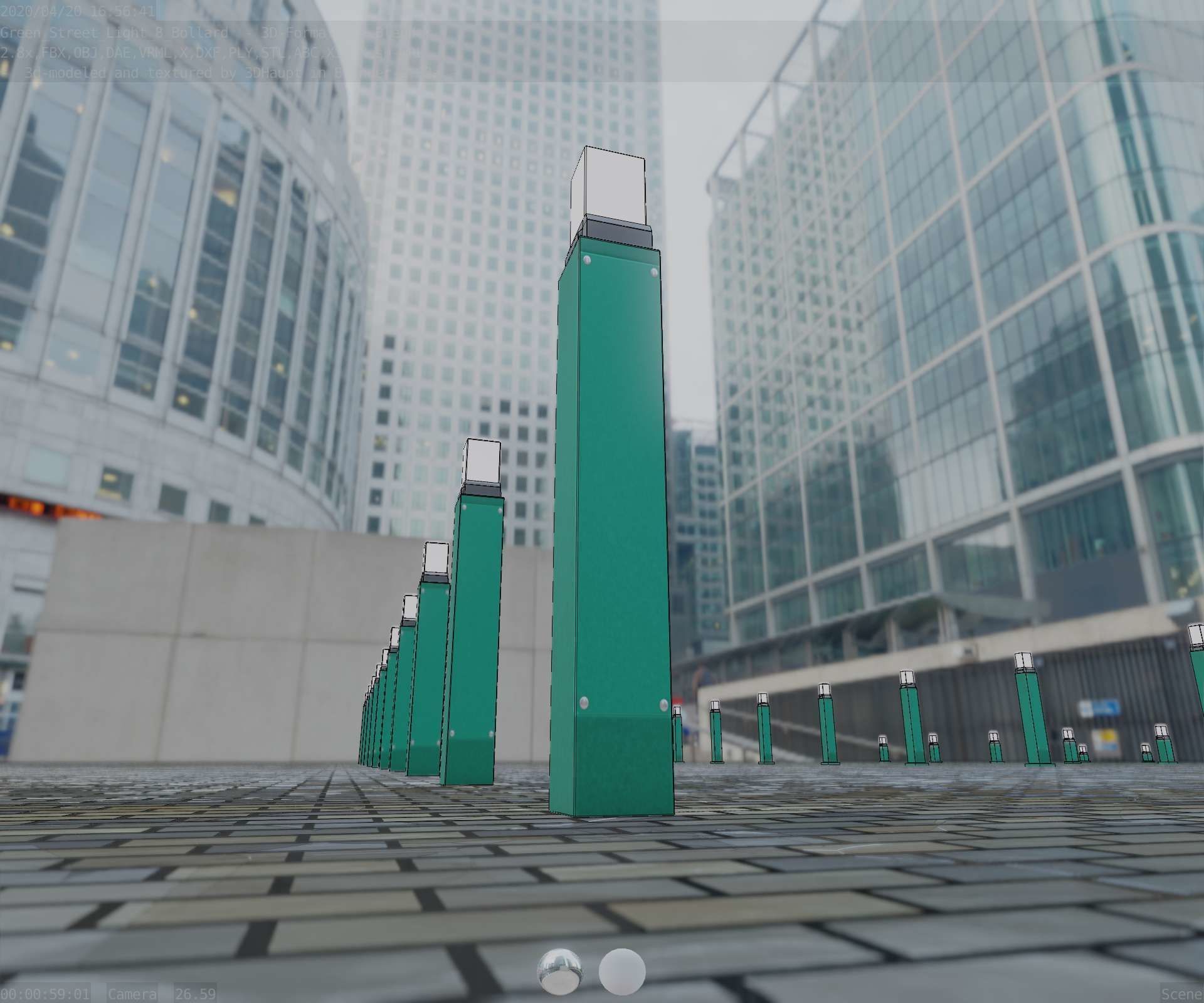 Street Light 8 Bollard 900mm Moss Green Version 6  Low-poly 3D model_18