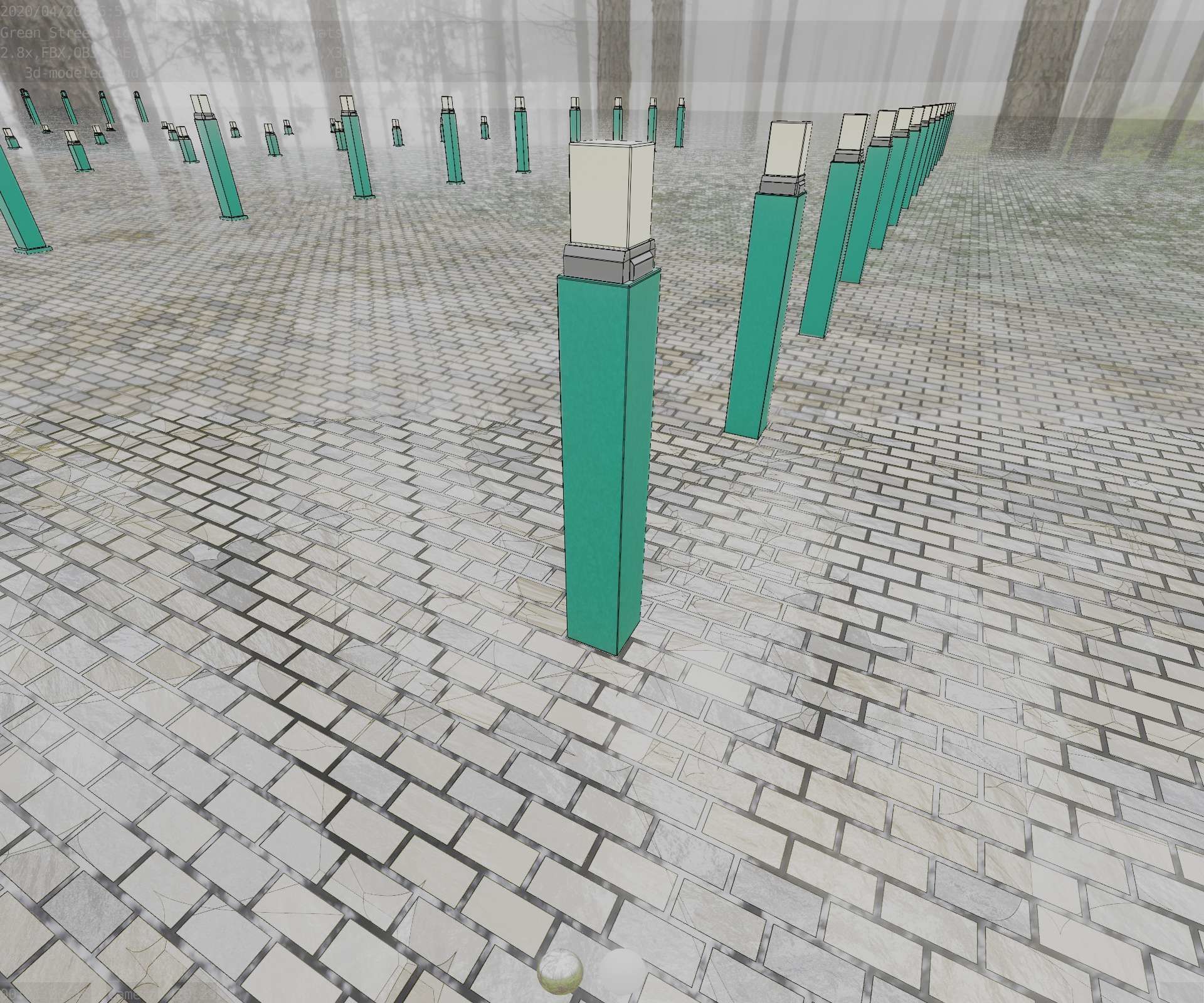 Street Light 8 Bollard 900mm Moss Green Version 6  Low-poly 3D model_56