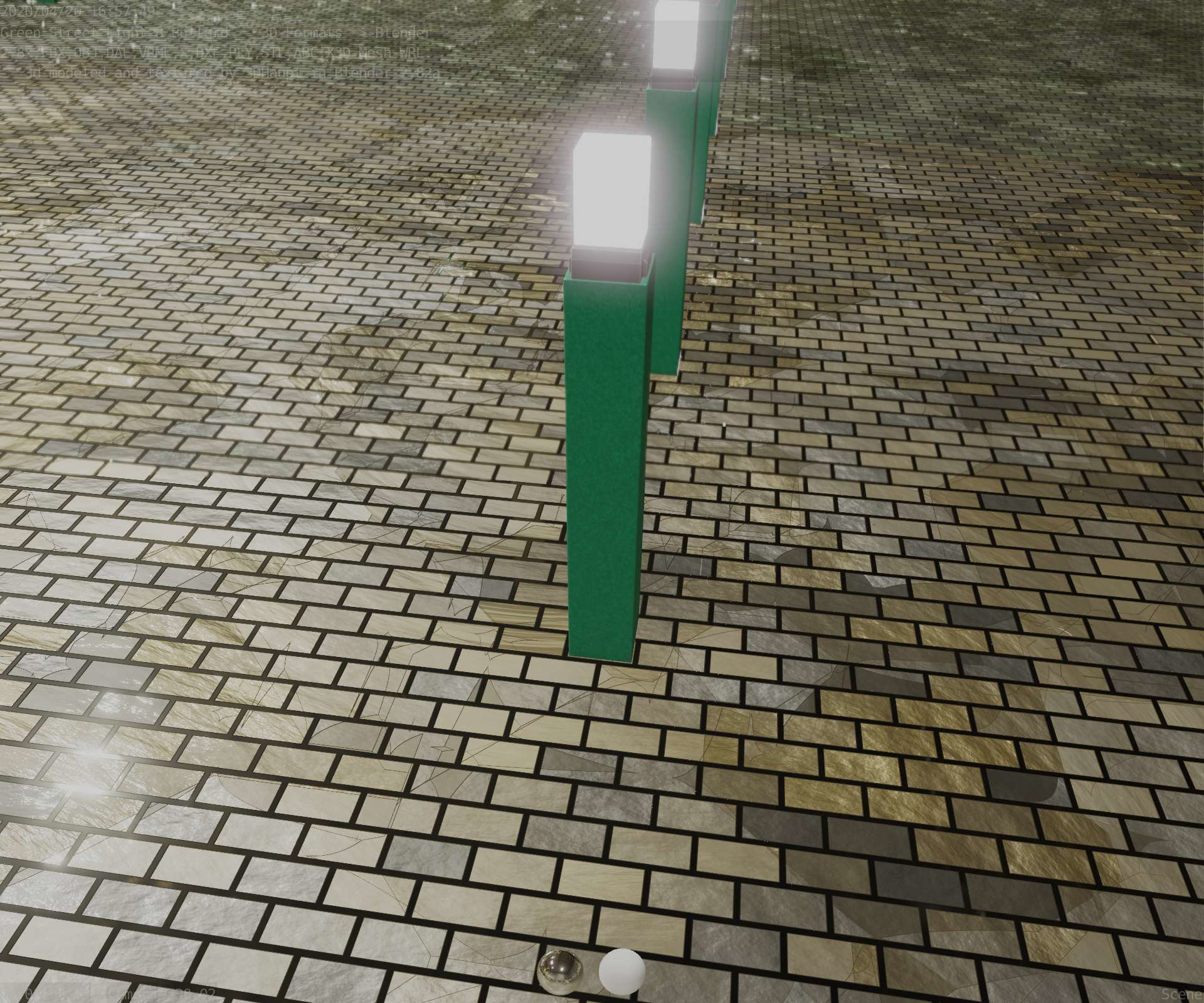 Street Light 8 Bollard 900mm Moss Green Version 6  Low-poly 3D model_53