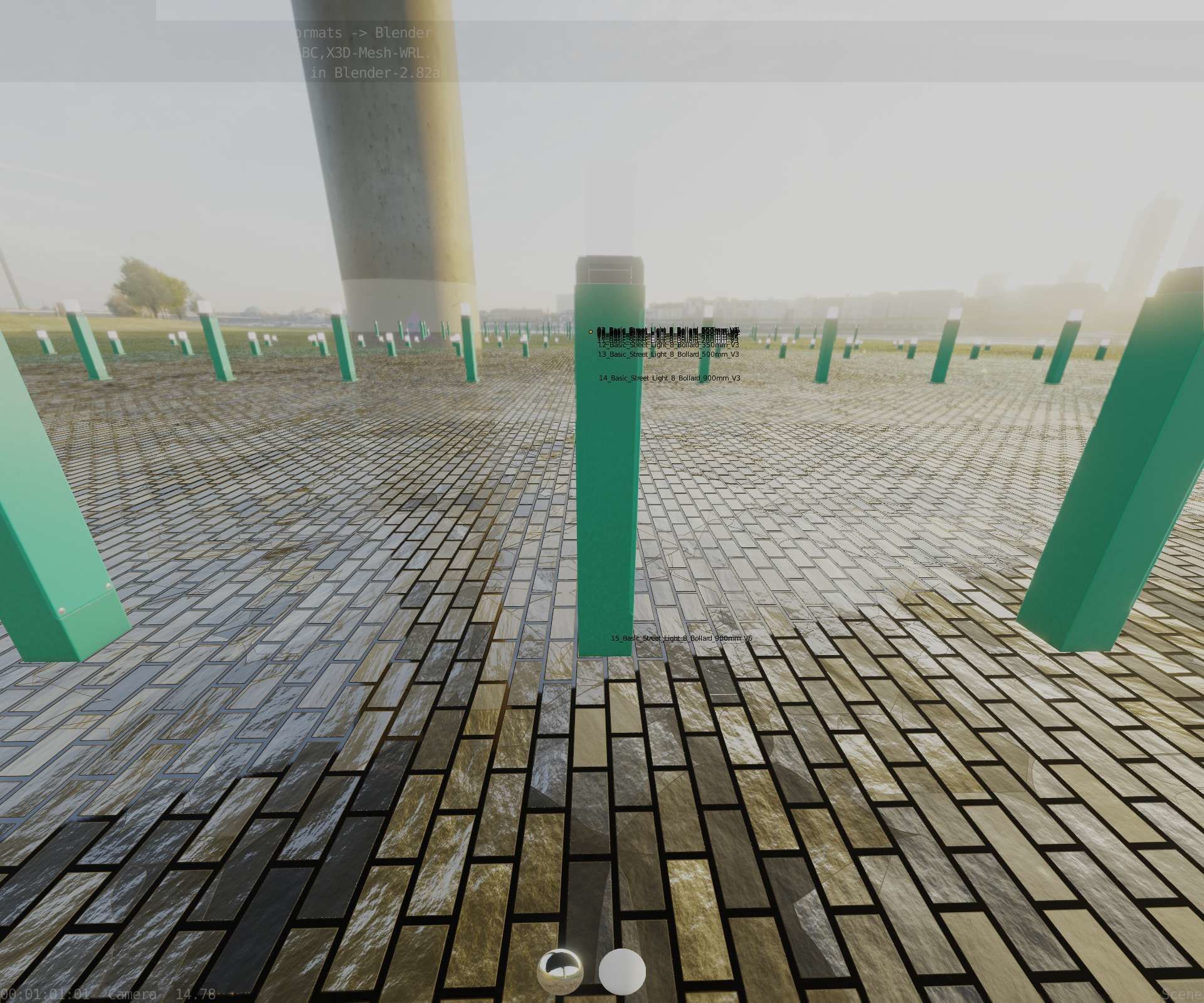 Street Light 8 Bollard 900mm Moss Green Version 6  Low-poly 3D model_65