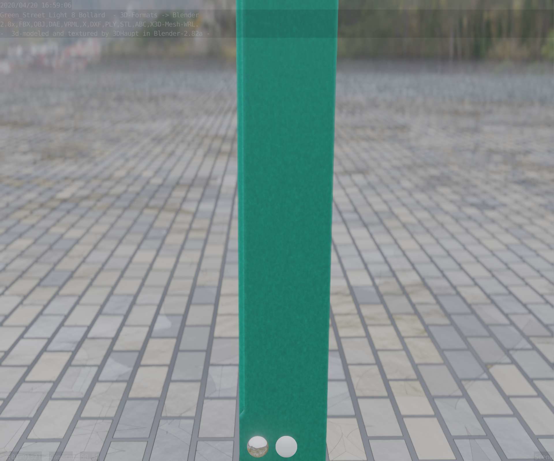 Street Light 8 Bollard 900mm Moss Green Version 6  Low-poly 3D model_85