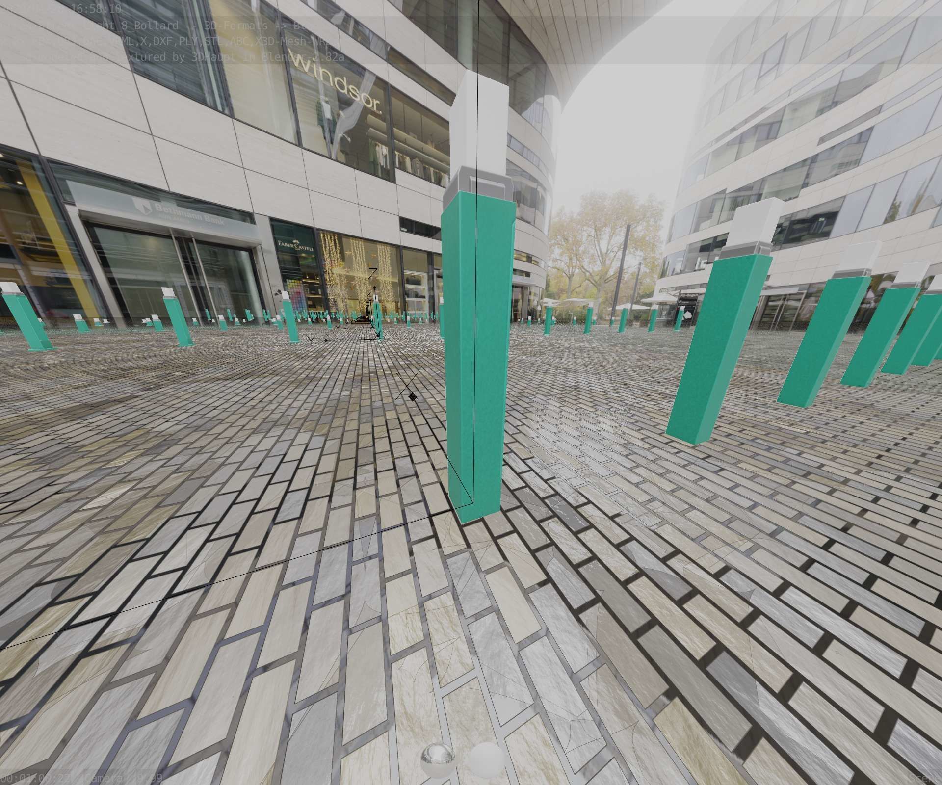 Street Light 8 Bollard 900mm Moss Green Version 6  Low-poly 3D model_62