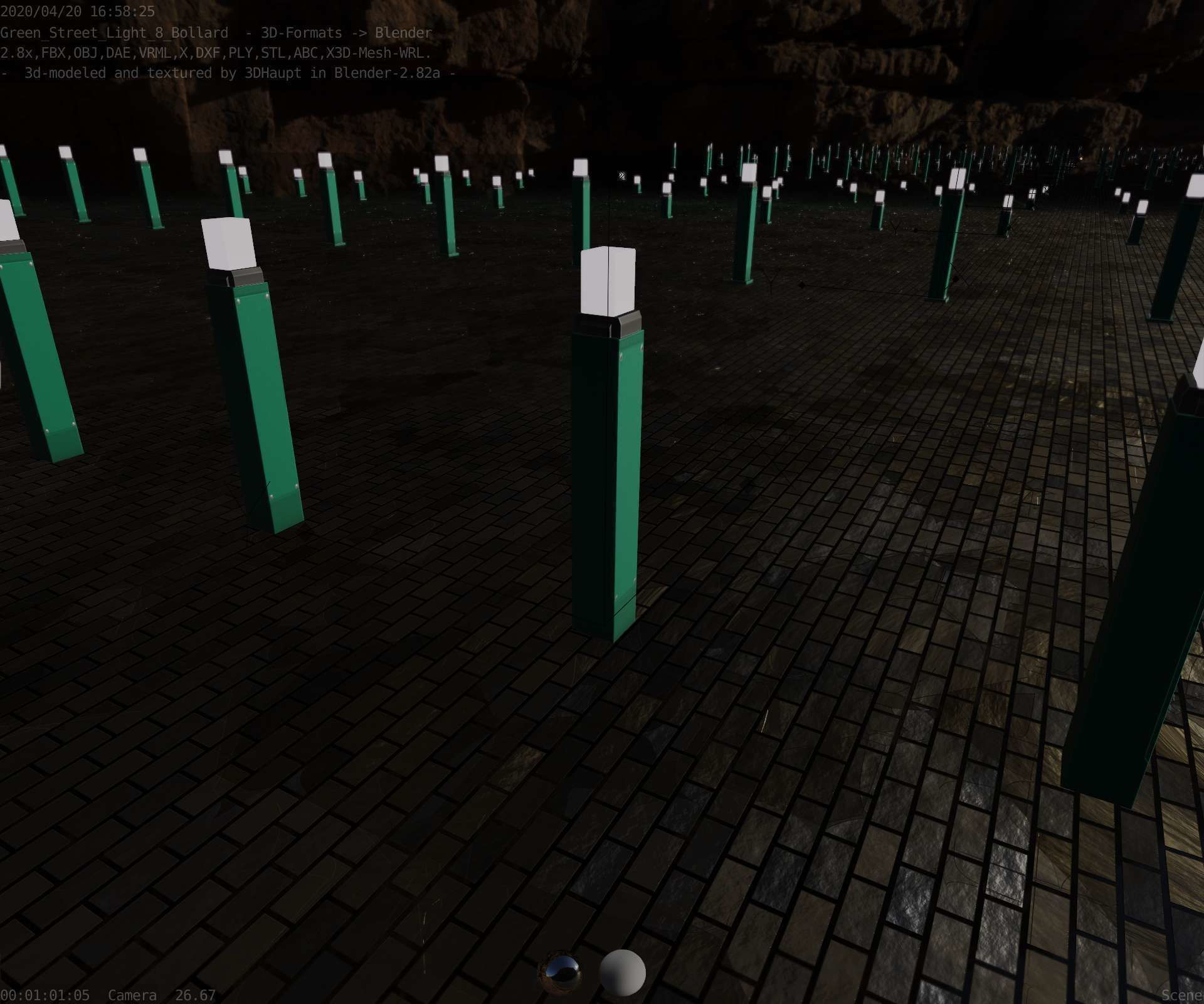 Street Light 8 Bollard 900mm Moss Green Version 6  Low-poly 3D model_69