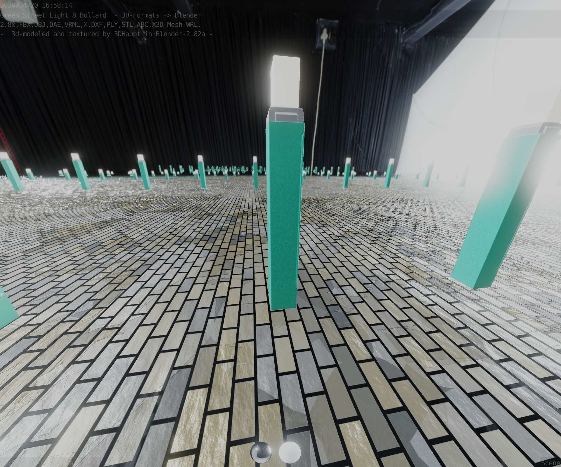 Street Light 8 Bollard 900mm Moss Green Version 6  Low-poly 3D model_64