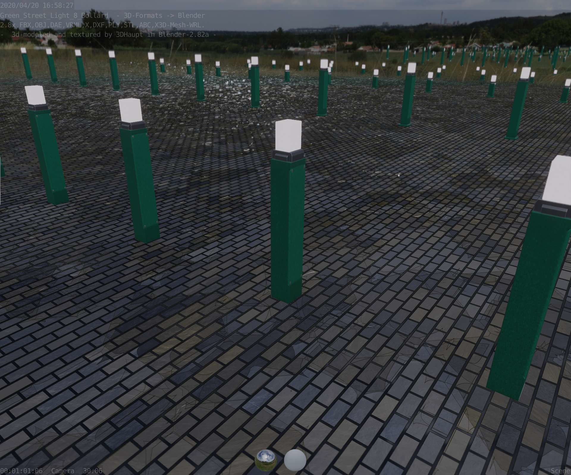 Street Light 8 Bollard 900mm Moss Green Version 6  Low-poly 3D model_70