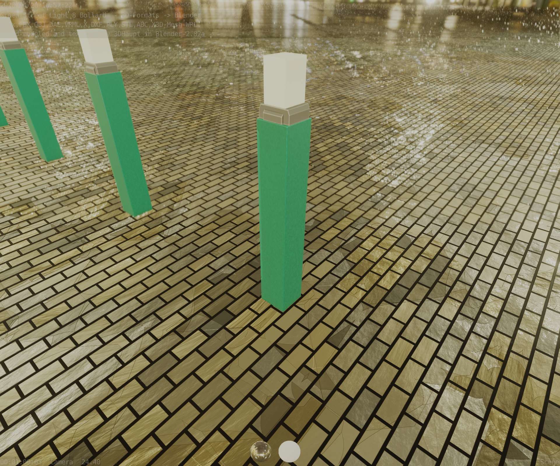 Street Light 8 Bollard 900mm Moss Green Version 6  Low-poly 3D model_43