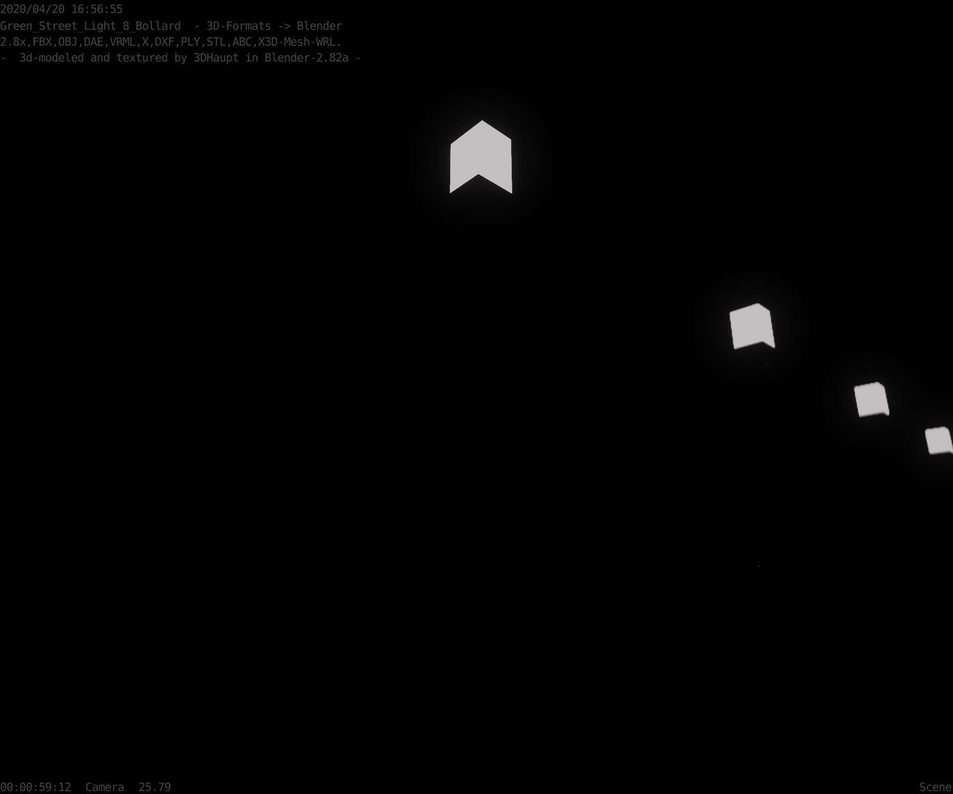 Street Light 8 Bollard 900mm Moss Green Version 6  Low-poly 3D model_28