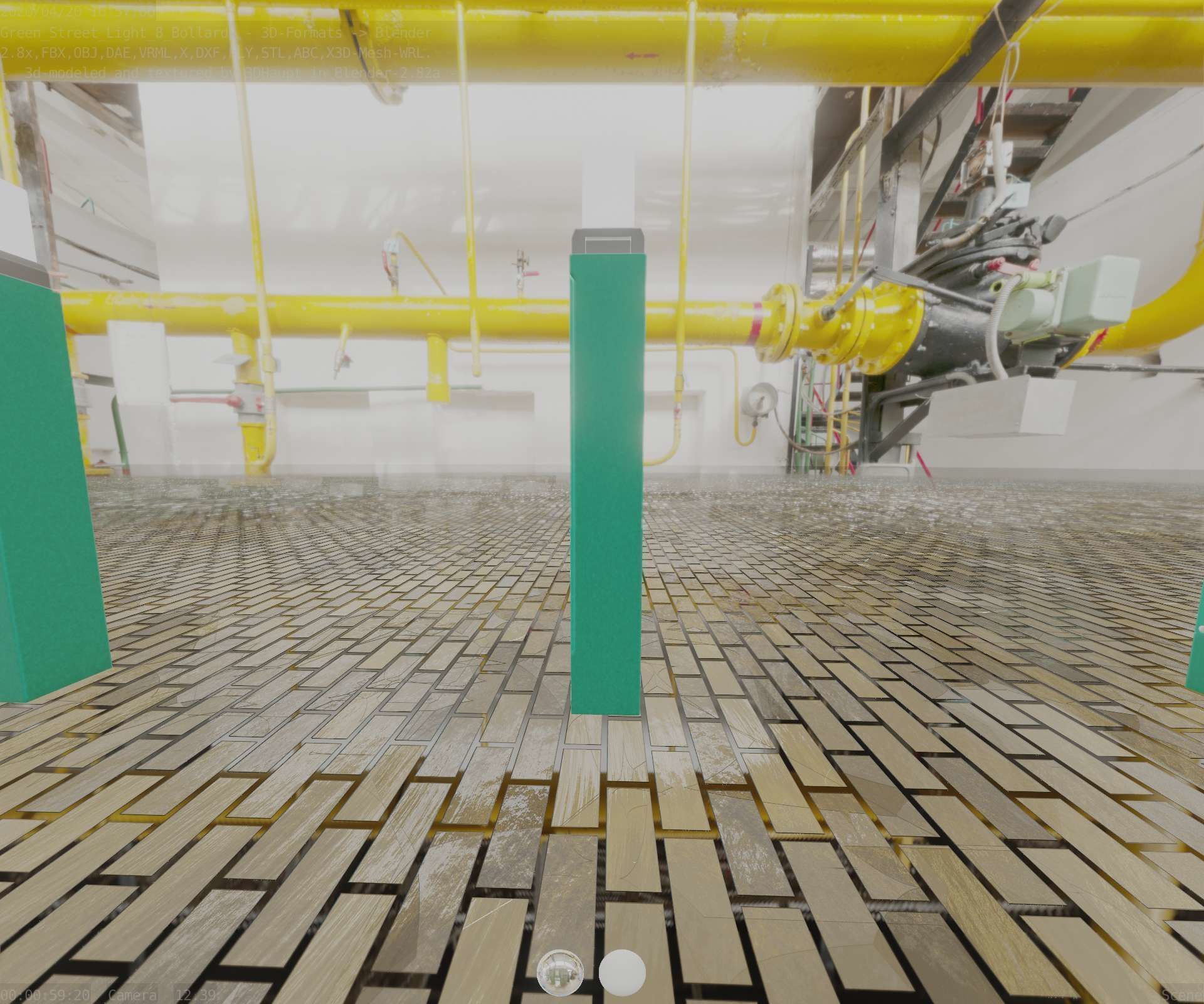 Street Light 8 Bollard 900mm Moss Green Version 6  Low-poly 3D model_36