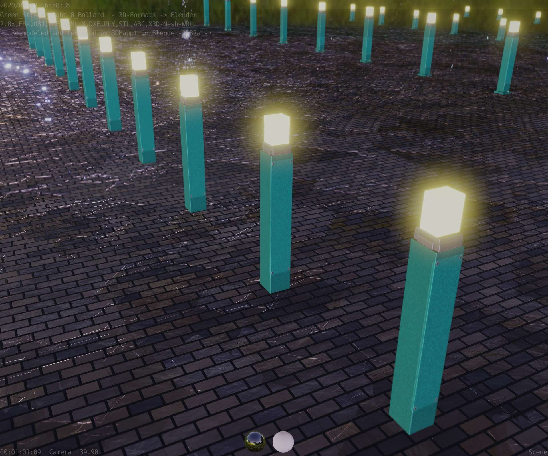 Street Light 8 Bollard 900mm Moss Green Version 6  Low-poly 3D model_73