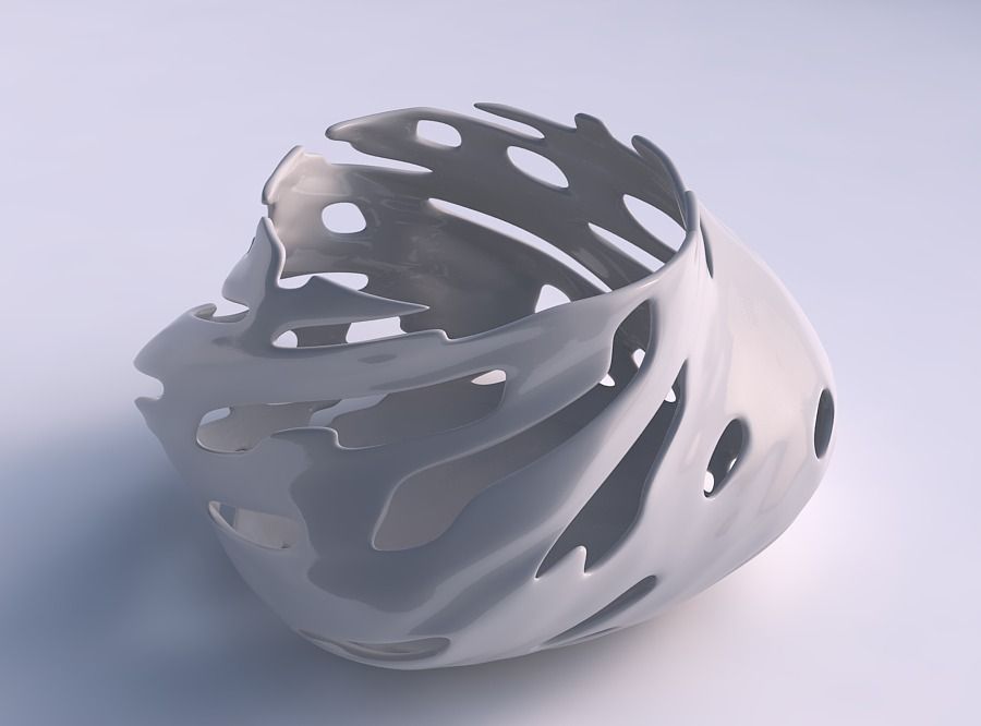 Bowl twisted elipse with smooth cuts 3D print model