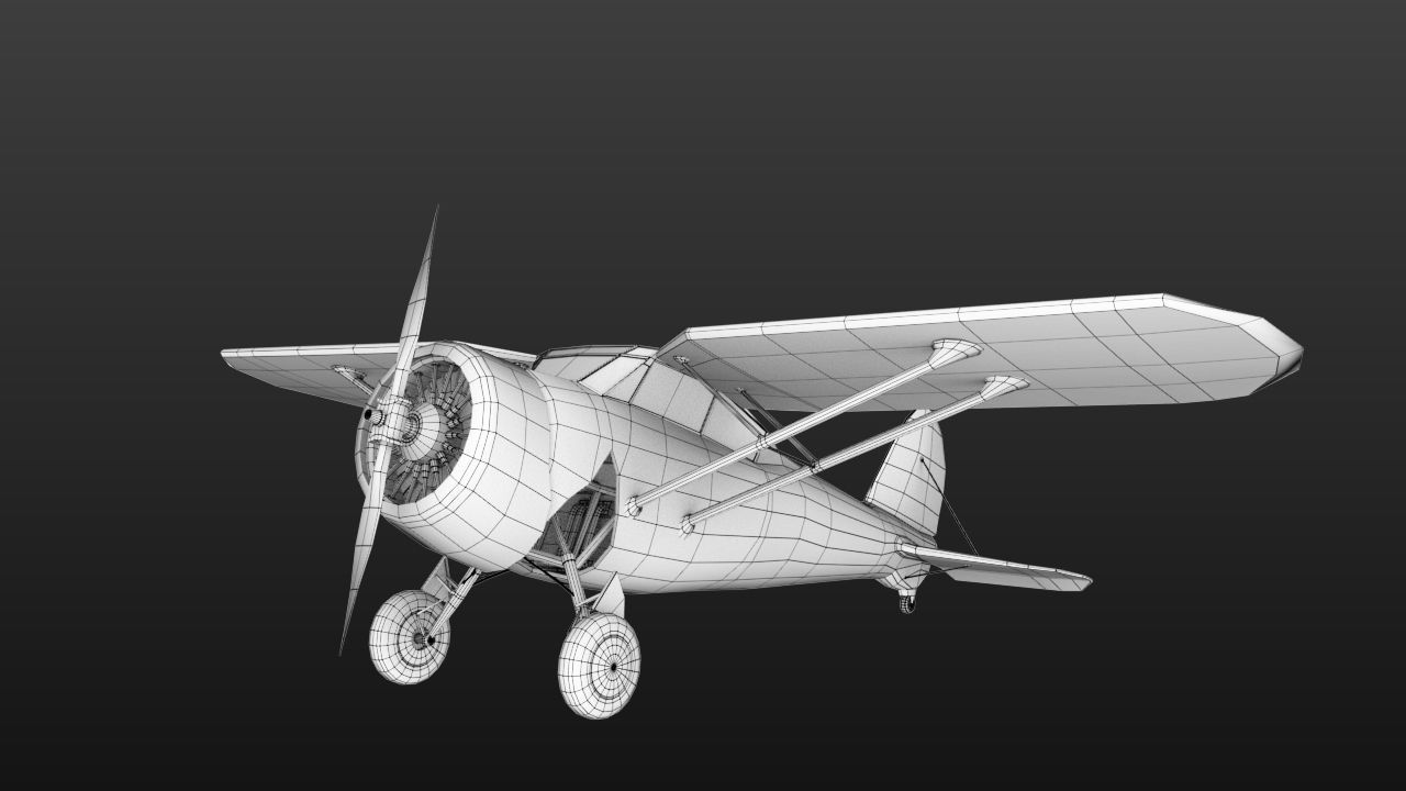 Light aircraft Curtiss f13c Low-poly 3D model_12