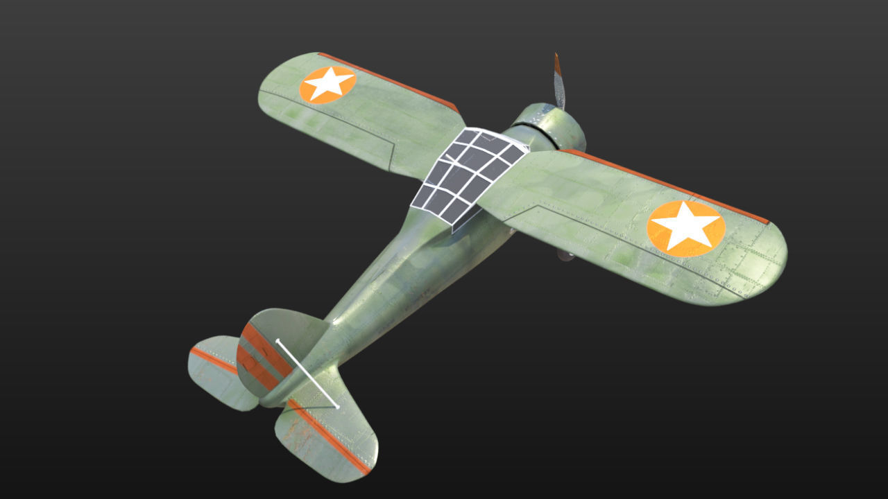 Light aircraft Curtiss f13c Low-poly 3D model_8