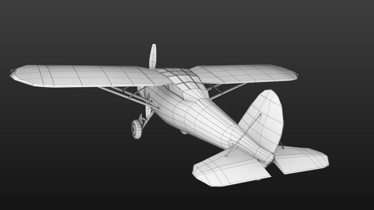 Light aircraft Curtiss f13c Low-poly 3D model_14