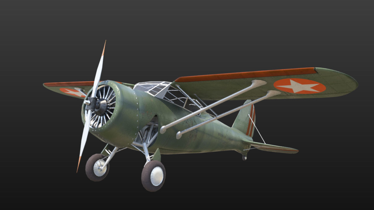 Light aircraft Curtiss f13c Low-poly 3D model_4