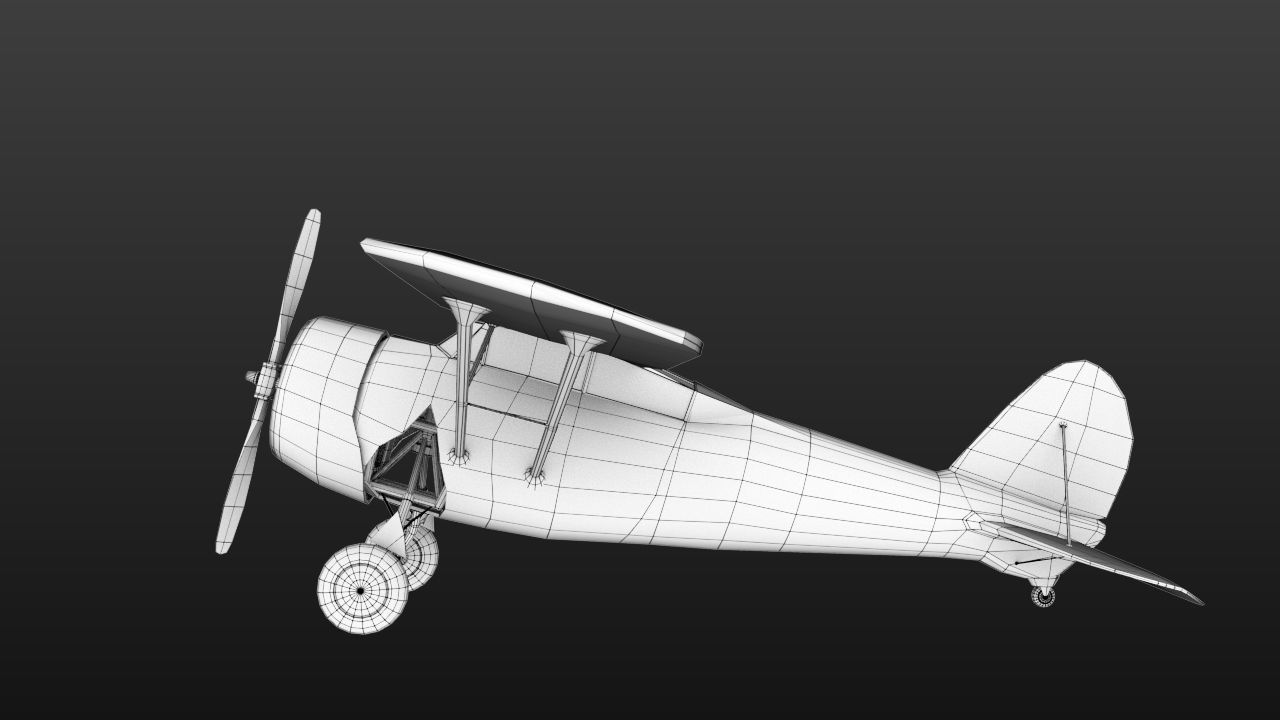 Light aircraft Curtiss f13c Low-poly 3D model_13