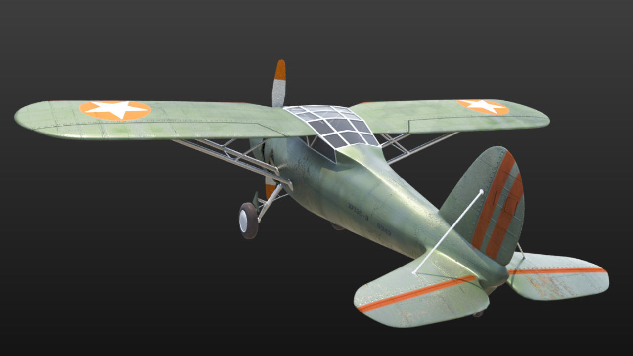 Light aircraft Curtiss f13c Low-poly 3D model_7