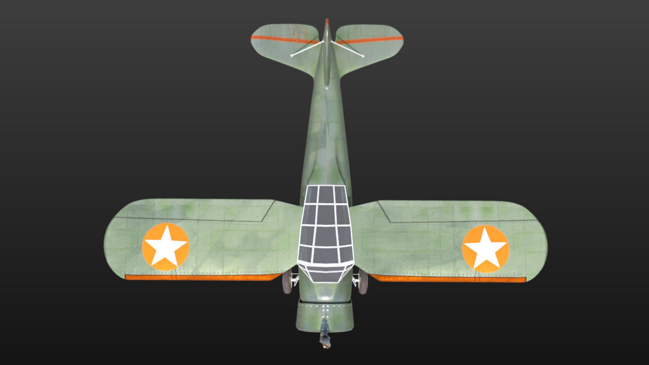 Light aircraft Curtiss f13c Low-poly 3D model_9