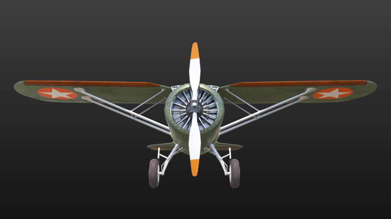Light aircraft Curtiss f13c Low-poly 3D model_5