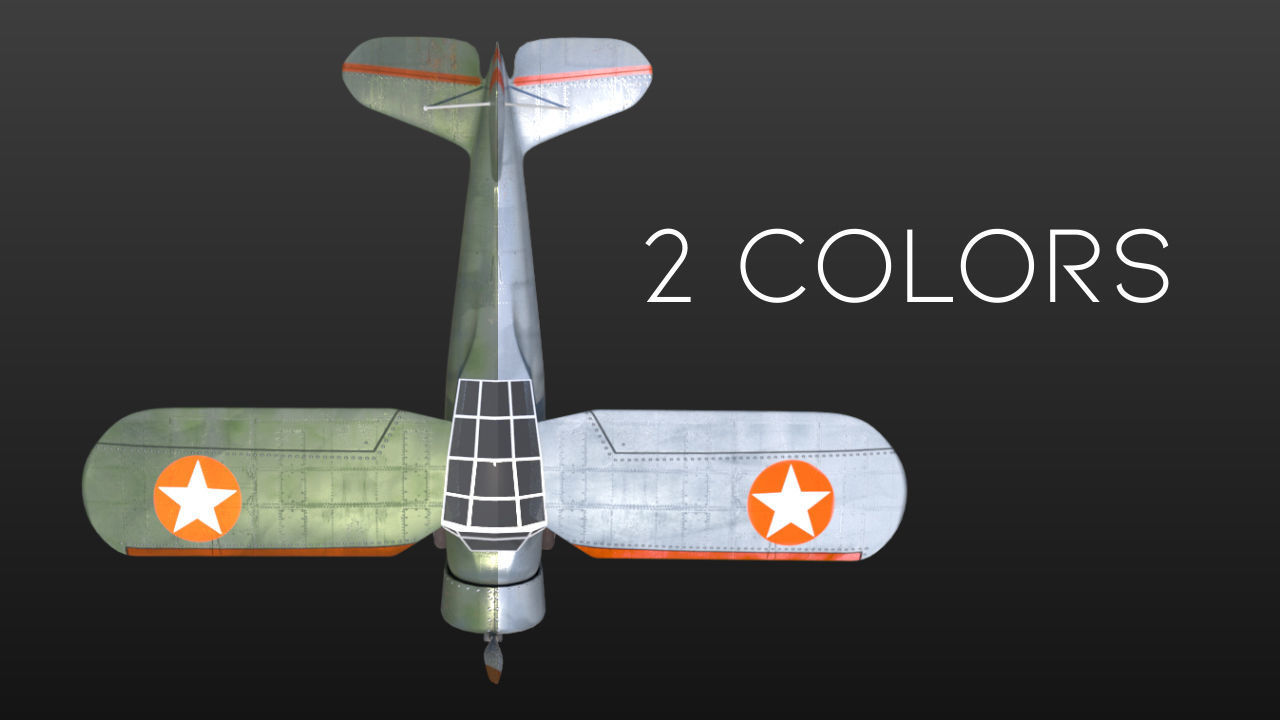 Light aircraft Curtiss f13c Low-poly 3D model_2