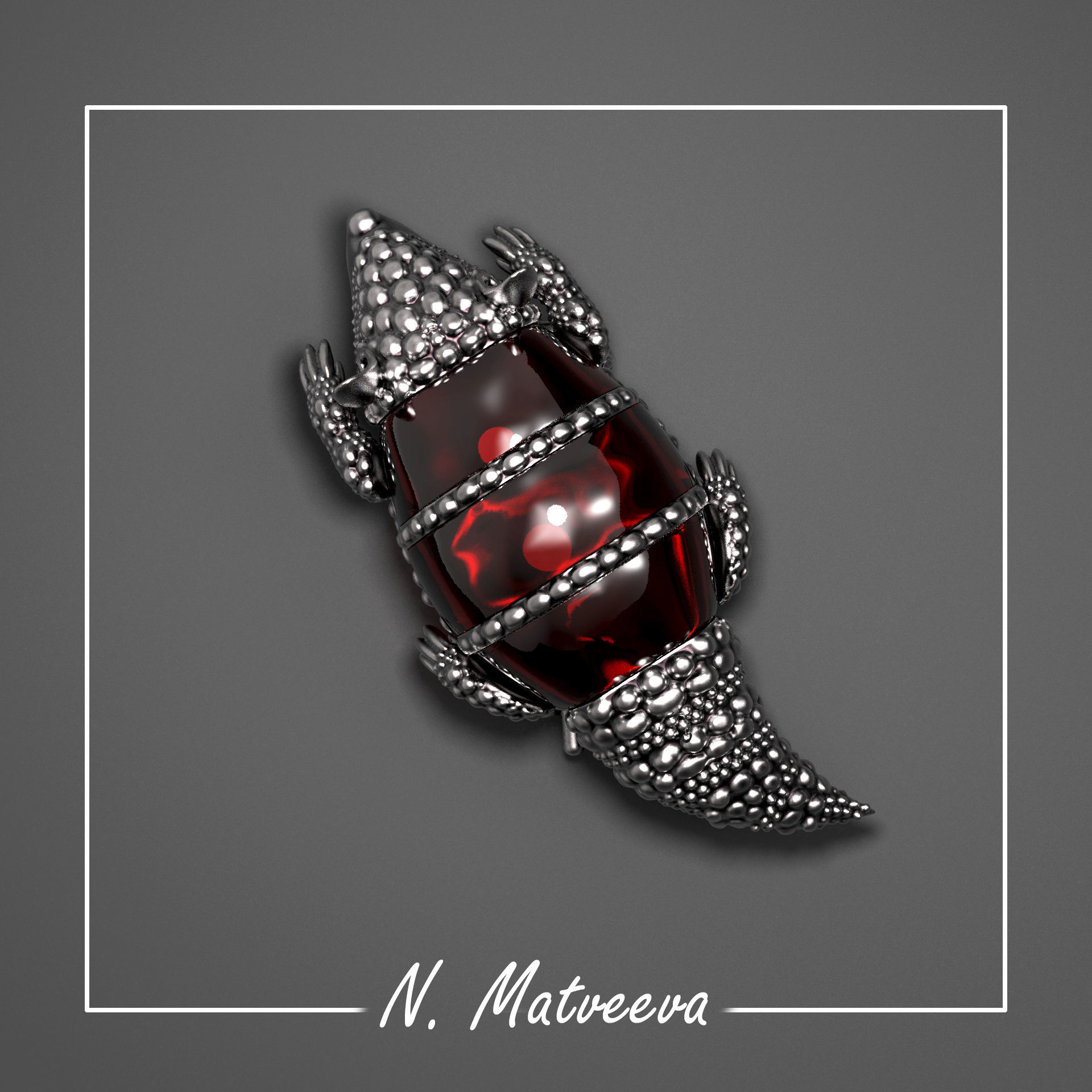 Brooch Armadillo 3D print model_1