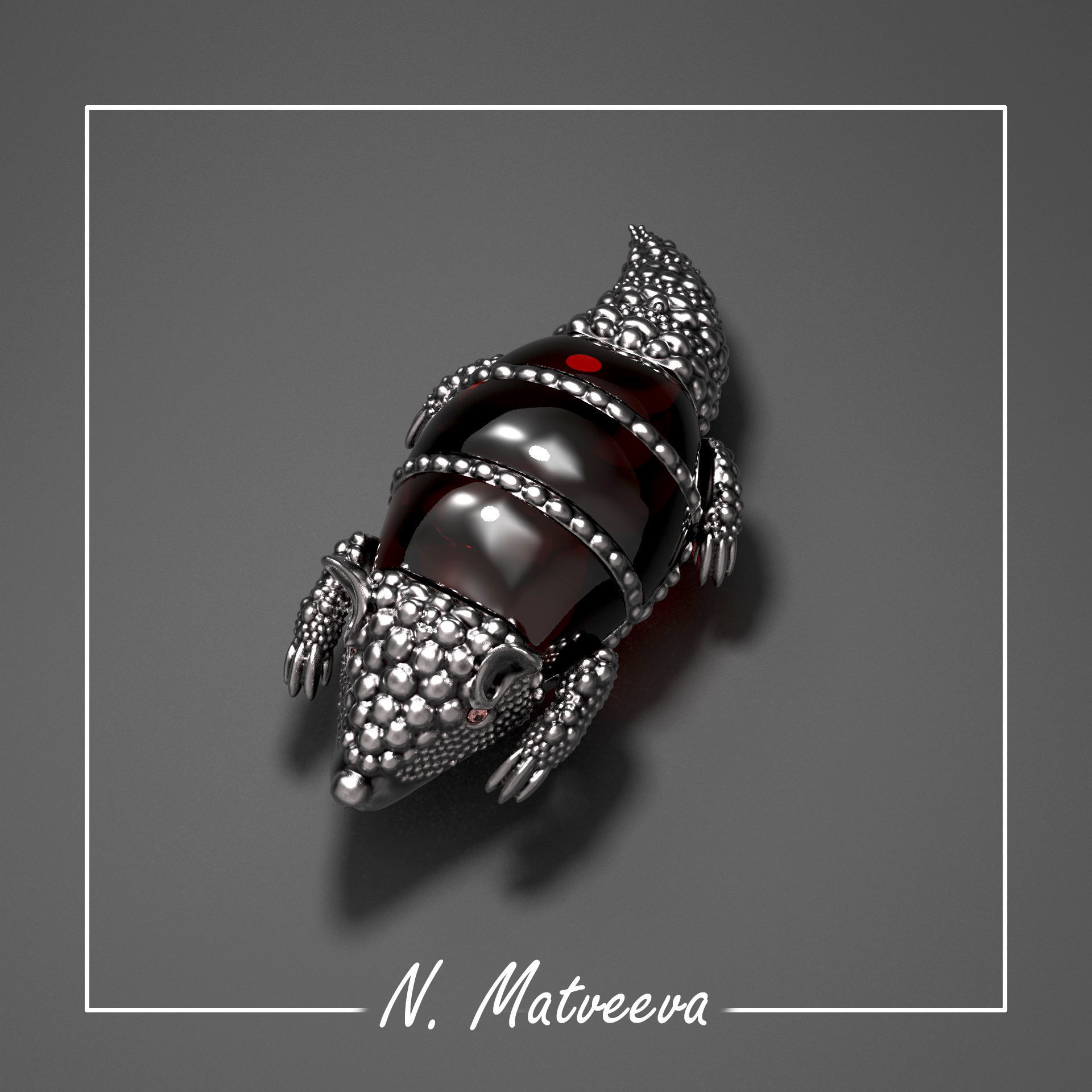 Brooch Armadillo 3D print model_0