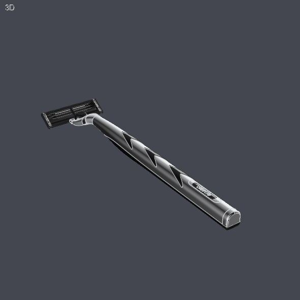 Detailed Gillette Mach 3 Razor cad model 3D model_4
