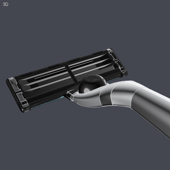 Detailed Gillette Mach 3 Razor cad model 3D model_5