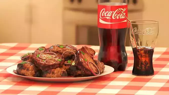 Coca-Cola and Food 3D model