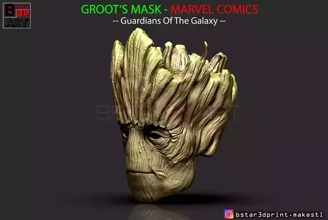 Groot mask - Guardians of the Galaxy - Marvel comics cosplay 3D print model