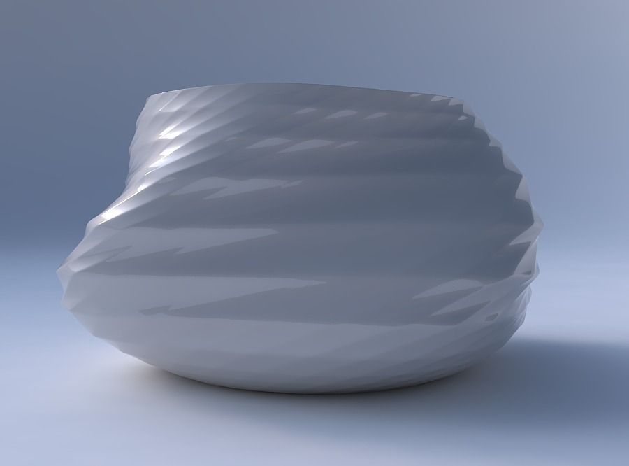 Bowl twisted elipse with uniform polygons 3D print model_4