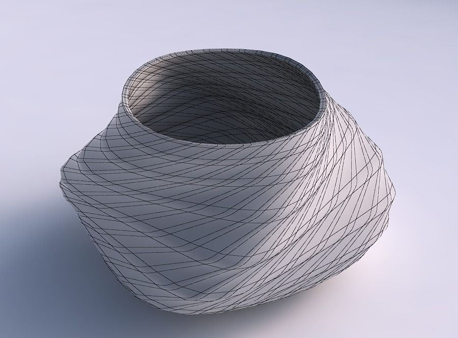 Bowl twisted elipse with uniform polygons 3D print model_5