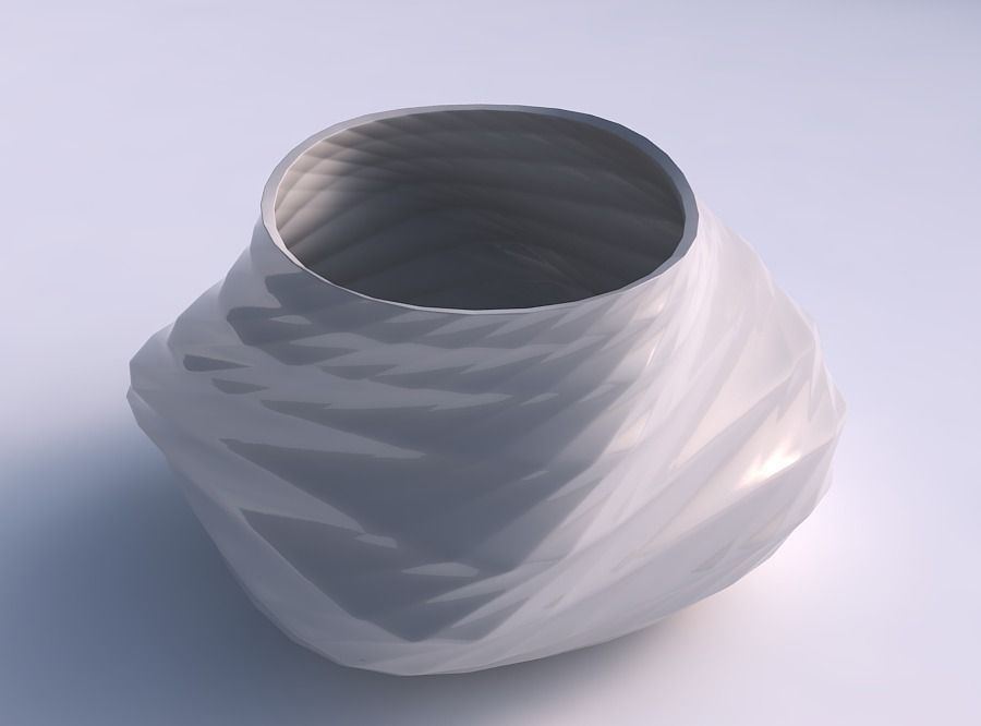Bowl twisted elipse with uniform polygons 3D print model_0