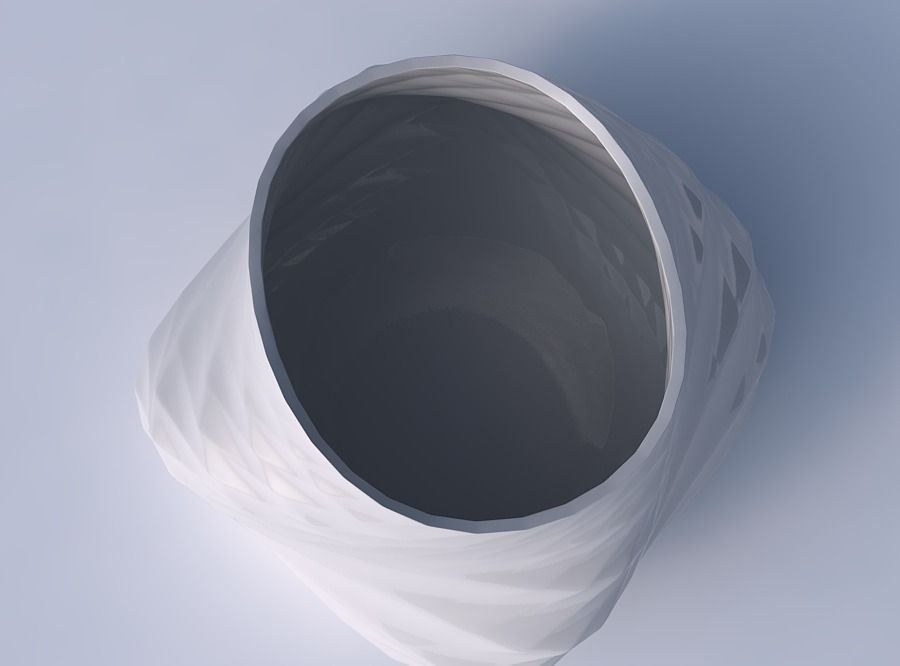 Bowl twisted elipse with uniform polygons 3D print model_2