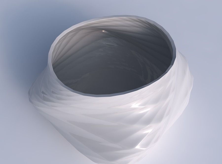 Bowl twisted elipse with uniform polygons 3D print model_1