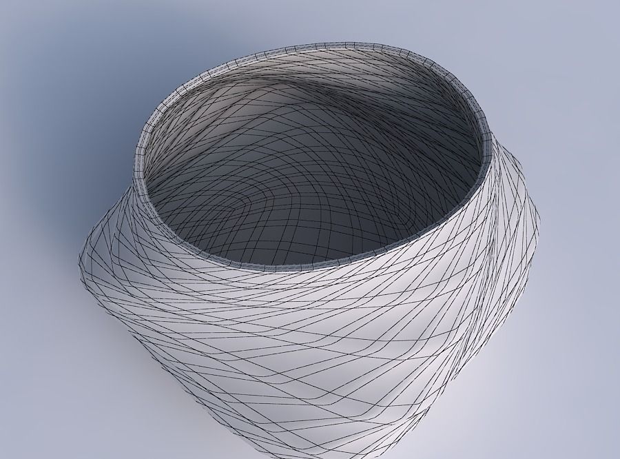 Bowl twisted elipse with uniform polygons 3D print model_6