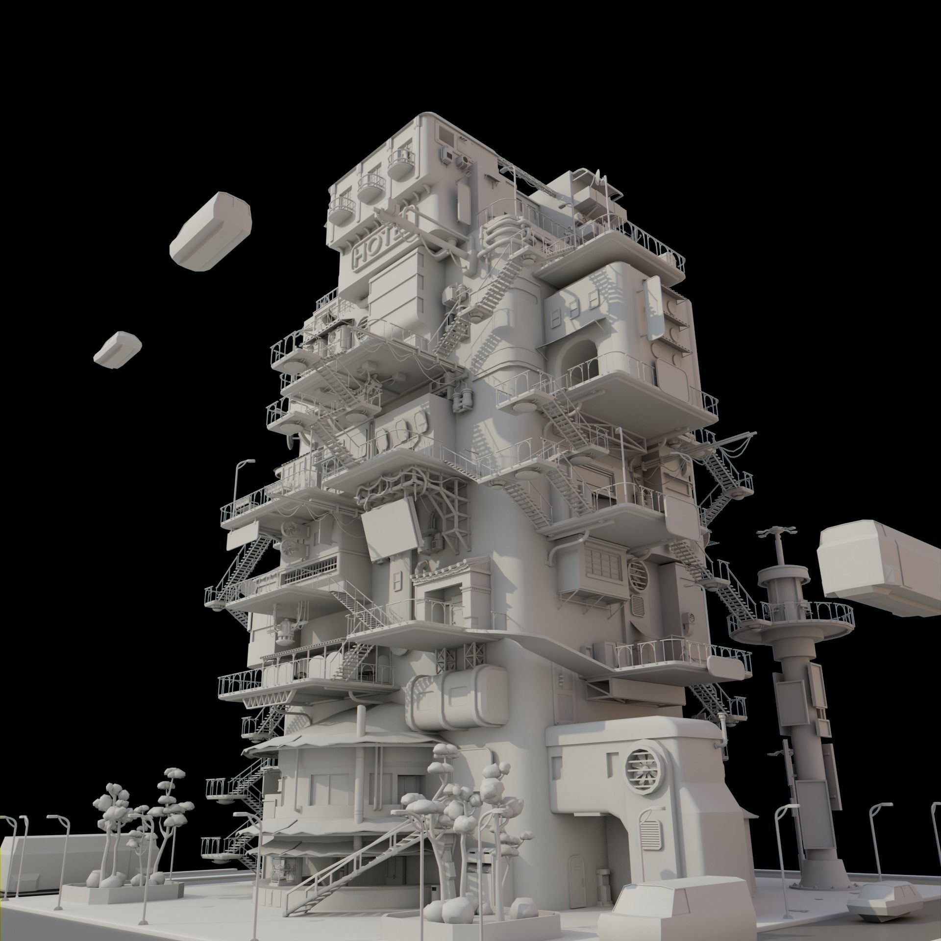SCIFI Cyberpunk   City Modular  Low-poly 3D model_3