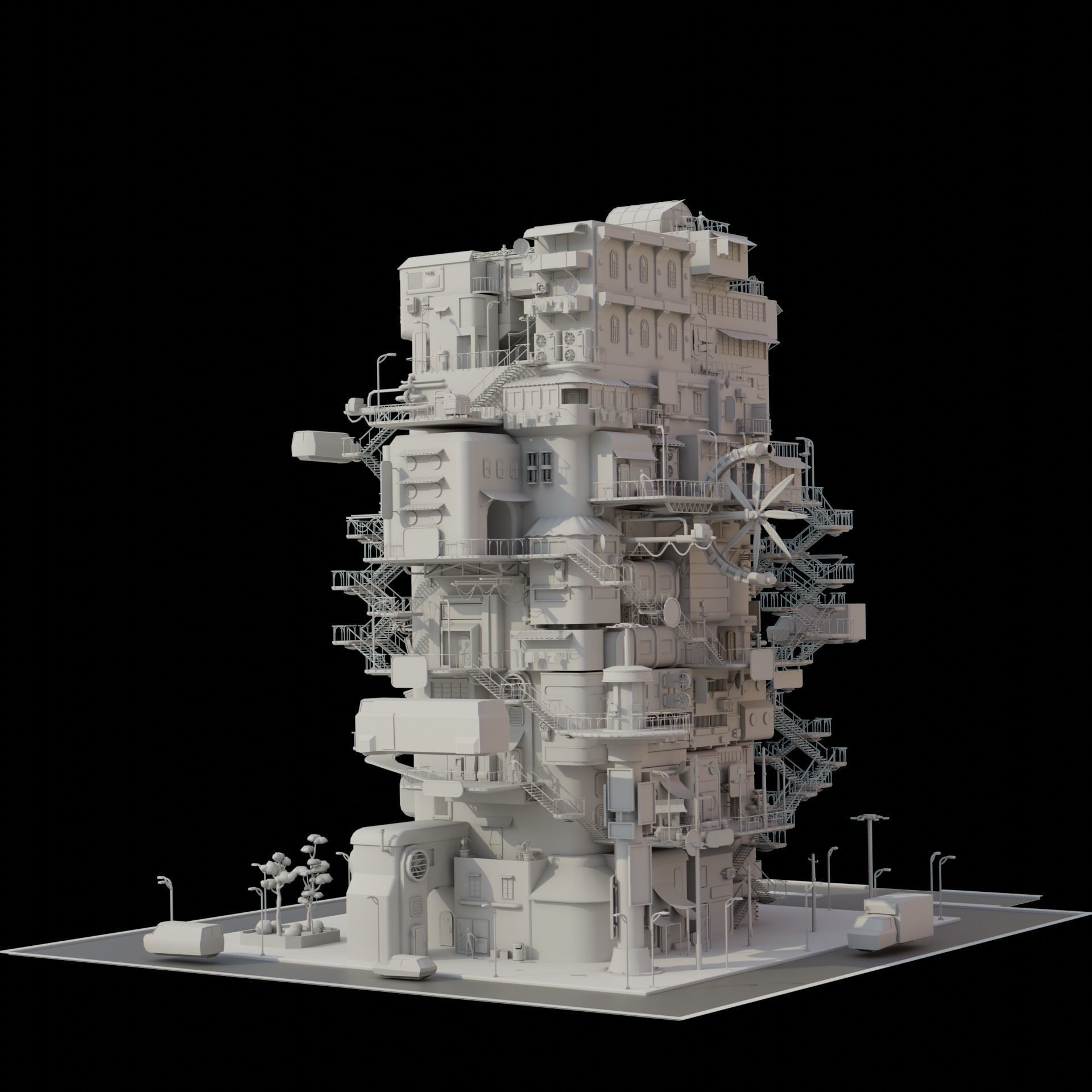 SCIFI Cyberpunk   City Modular  Low-poly 3D model_7