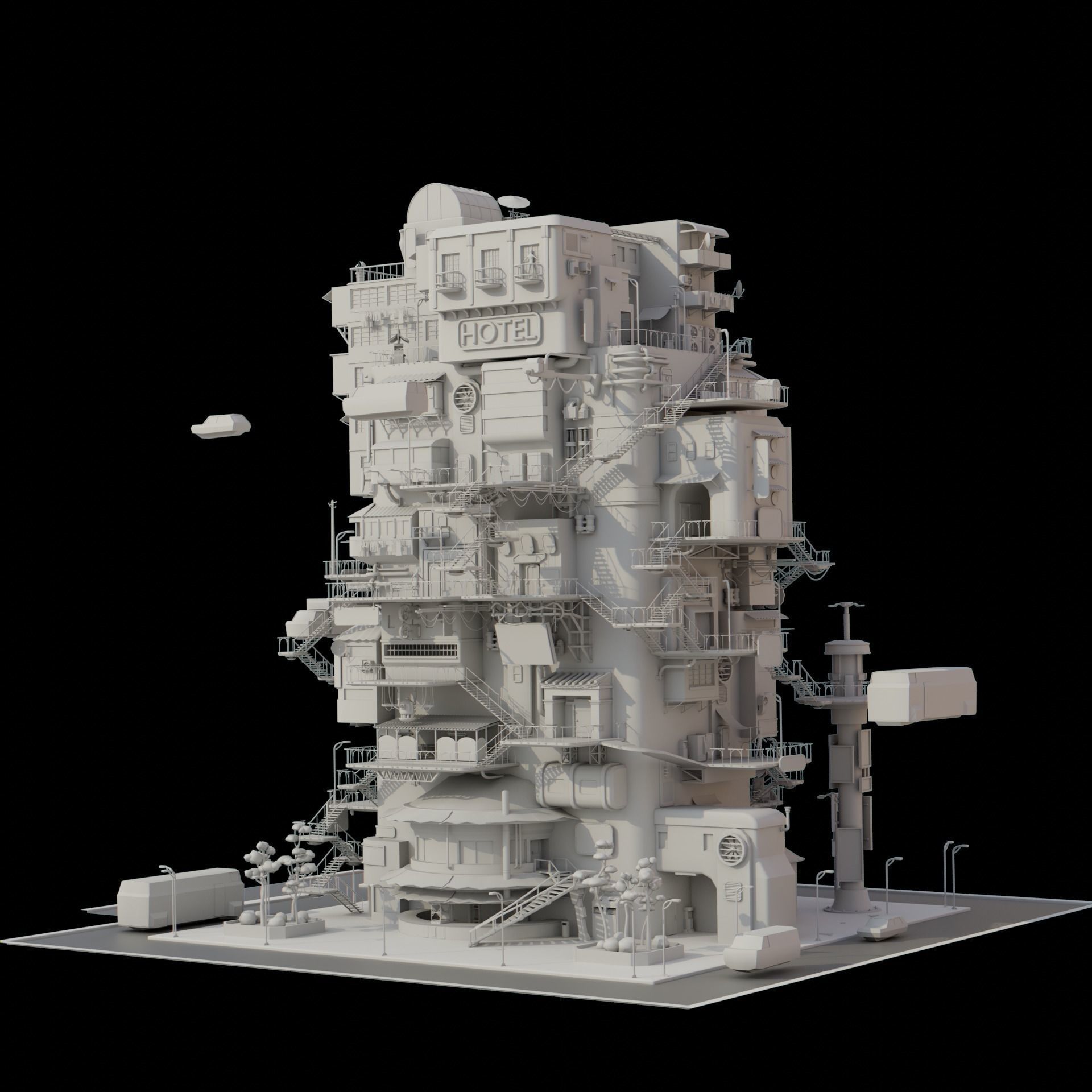 SCIFI Cyberpunk   City Modular  Low-poly 3D model_6