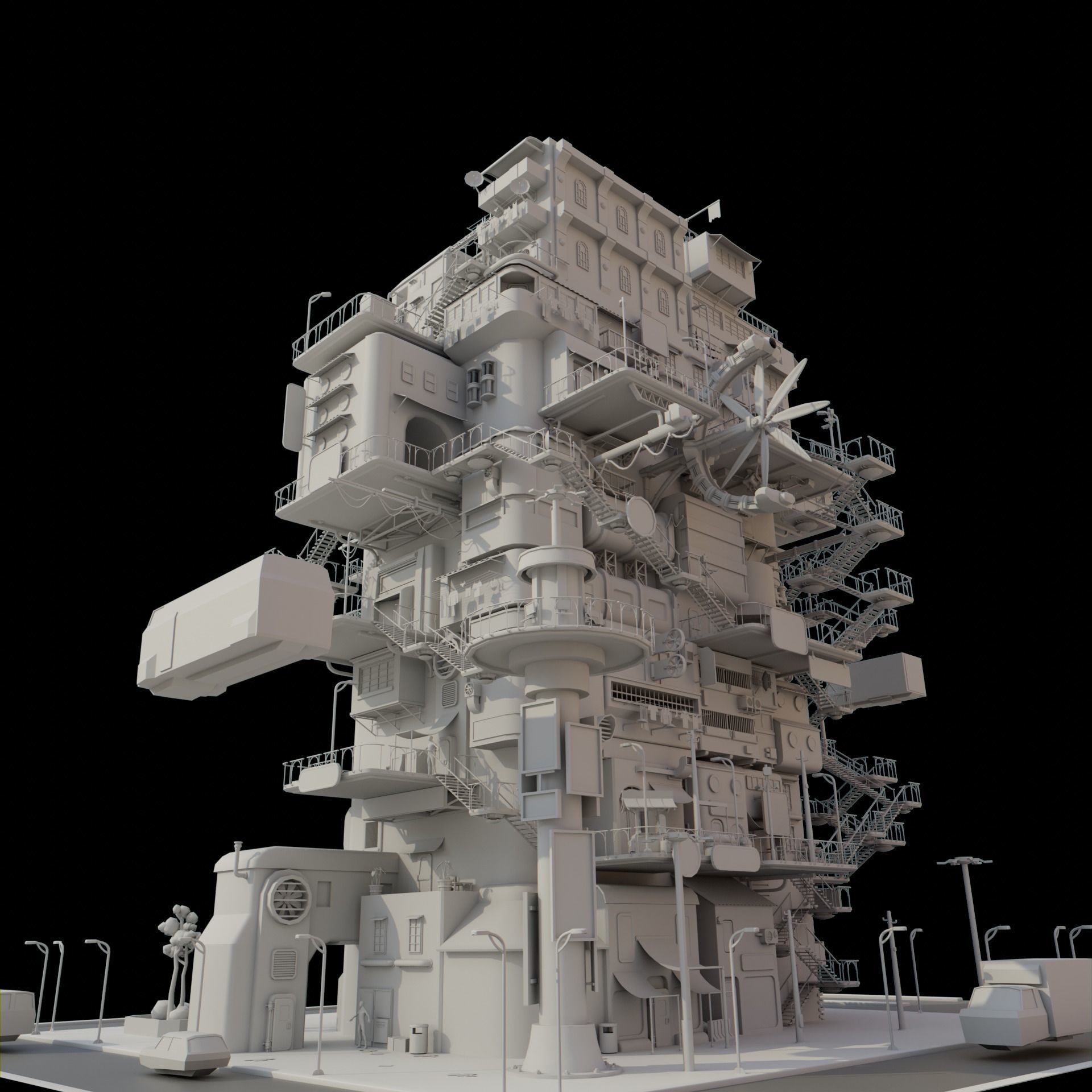 SCIFI Cyberpunk   City Modular  Low-poly 3D model_1